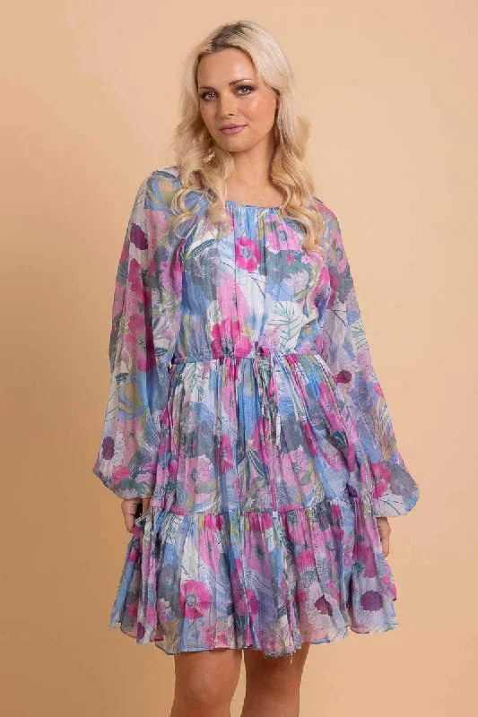 Polyester mini dresses for easy care Phoebe Mini Dress Blue Floral