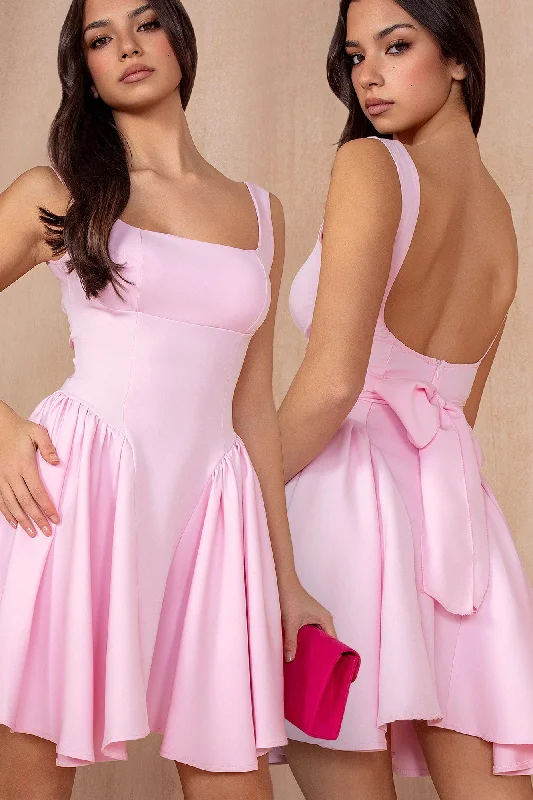 Plaid mini dresses for fall fashion Journee Pink Pleated Milkmaid Dress