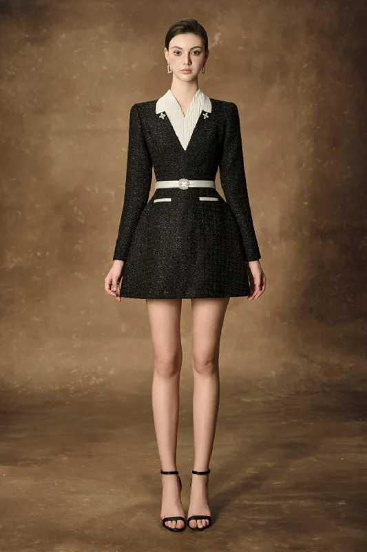 Mini dresses with empire waists for a flattering fit Brenna A-line V-Neck Tweed Mini Dress Mini dresses with empire waists for a flattering fit Brenna A-line V-Neck Tweed Mini Dress
