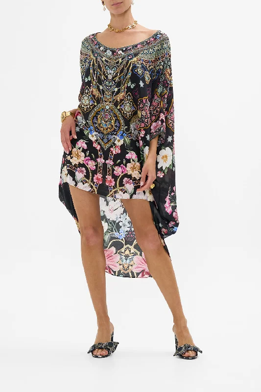 Mini dresses with beaded embellishments for a fancy event SCOOP BACK HEM DRESS MIDNIGHT IN MONSERRATE