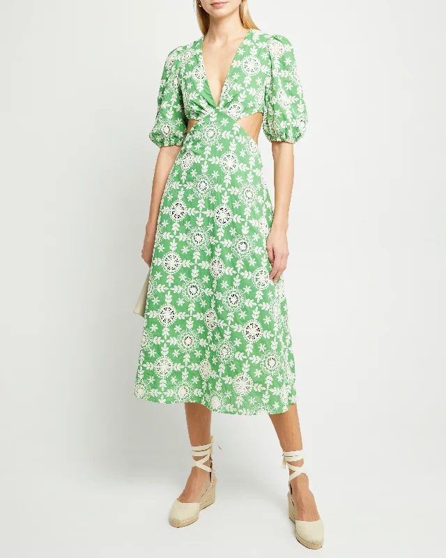 Midi dresses with gathered skirts for a full and flowing silhouette Iris Dress
