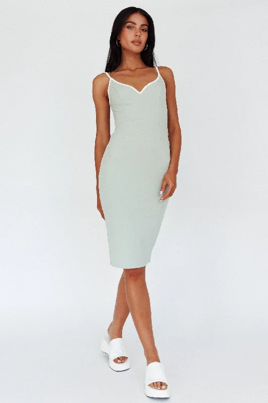 Midi dresses with fringe details for a fun and energetic style Kandis Low Back Midi Dress Sage Midi dresses with fringe details for a fun and energetic style Kandis Low Back Midi Dress Sage
