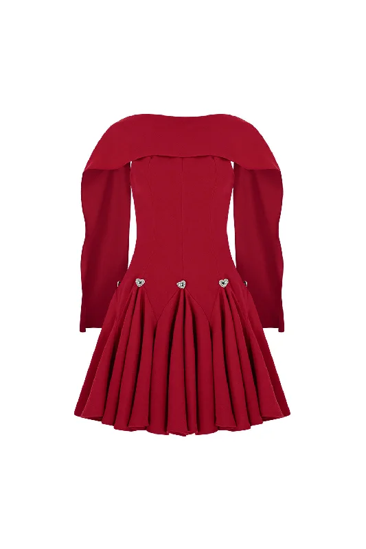 Mini dresses with cold - shoulder designs Scarlet Fit and Flare Cape Shoulder Foam Spandex Mini Dress Mini dresses with cold - shoulder designs Scarlet Fit and Flare Cape Shoulder Foam Spandex Mini Dress