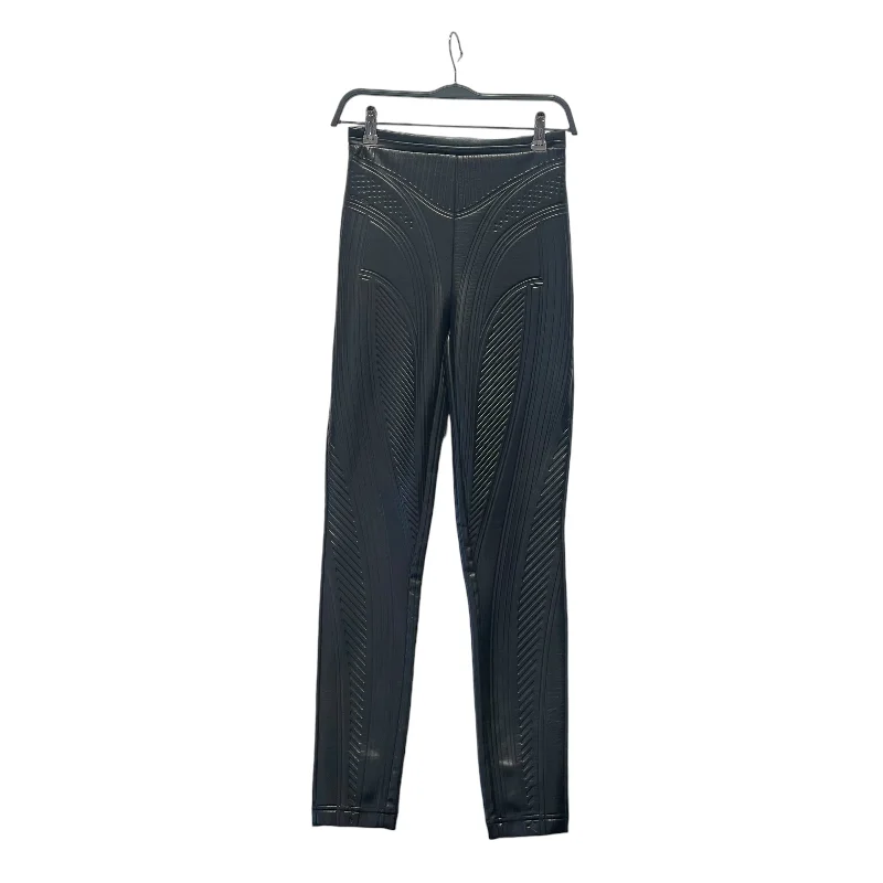 Flare Leg Women's Satin Trousers for a Glamorous Night OutMUGLER/Skinny Pants/XS/Leather/BLK/
