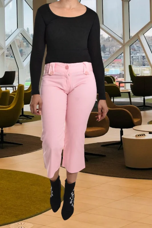 Bootcut Style Women's Stretch Denim Jeans in Dark WashPink Capri Pants