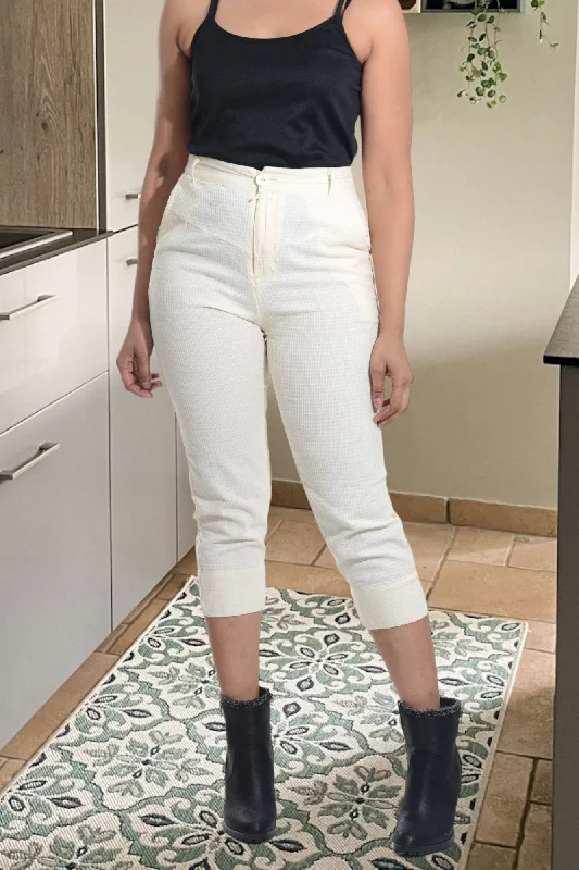 Wide - Leg Women's Chiffon Palazzo Pants for a Flowy AppealLadies Cream Capri Pants
