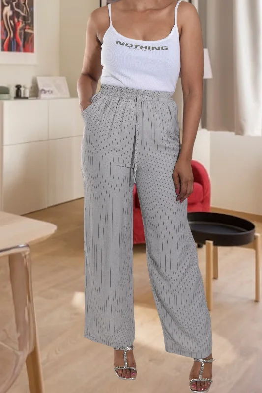 Women's Straight - Leg Linen Pants for a Breezy Summer LookGrey And Black Pocket Pants