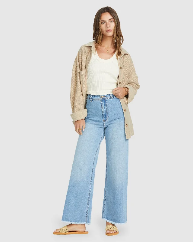 Bell - Bottom Style Women's Denim Pants with Embroidered DetailsFREE FALL INDIGO