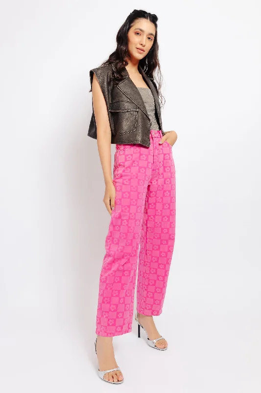 Plus Size Women's Elastic - Waist Culottes in Earth TonesFuchsia Pink 3D Denim Pants Plus Size Women's Elastic - Waist Culottes in Earth TonesFuchsia Pink 3D Denim Pants
