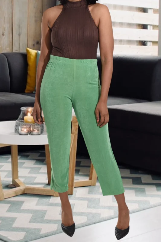 Plus Size Women's Metallic - Finish Joggers for a Stylish LoungeGreen Elastic Pants