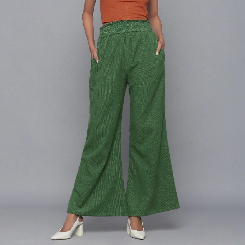Wide - Leg Women's Chiffon Palazzo Pants for a Flowy AppealGreen Warm Cotton Corduroy High-Rise Bootcut Pant