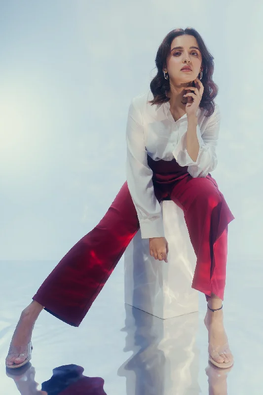 Palazzo Style Women's Printed Trousers in Bohemian PatternsCherry Red Wrap Around Trousers Palazzo Style Women's Printed Trousers in Bohemian PatternsCherry Red Wrap Around Trousers