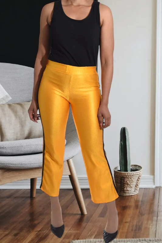 Bell - Bottom Style Women's Denim Pants with Embroidered DetailsLadies Gold Track Pants