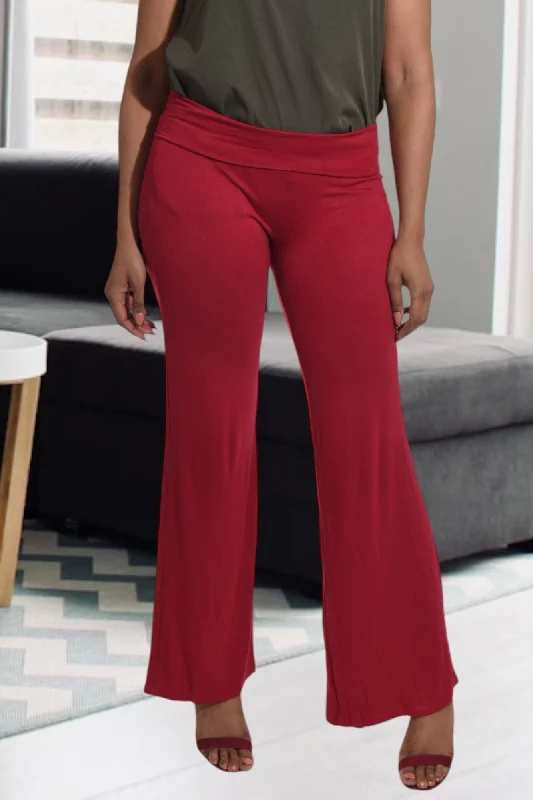 Women's Straight - Leg Linen Pants for a Breezy Summer LookLadies Red Stretch Pants