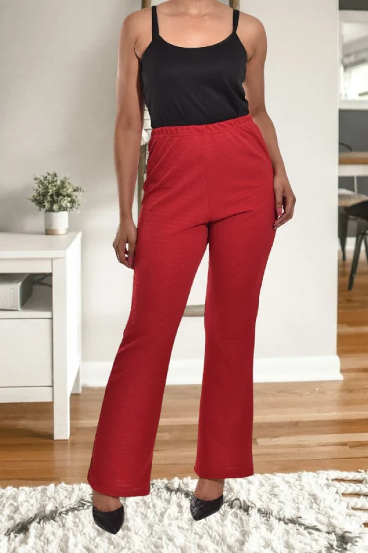 Women's Straight - Leg Linen Pants for a Breezy Summer LookLadies Red Stretch Pants
