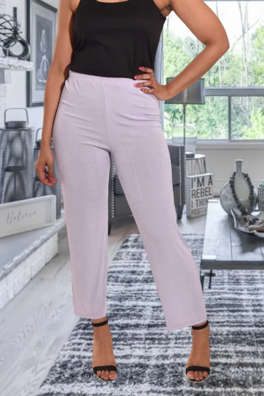 Plus Size Women's High - Waisted Bootcut Jeans in Distressed StyleLight Lilac Elastic Pants