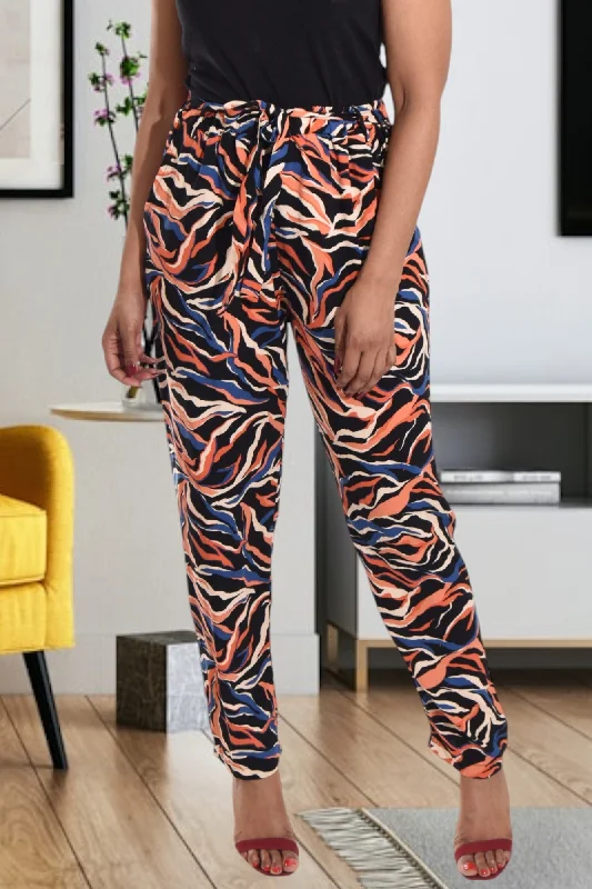 Plus Size Women's Patchwork - Design Jeans for a Unique AppearanceMarble Print Pocket Pants