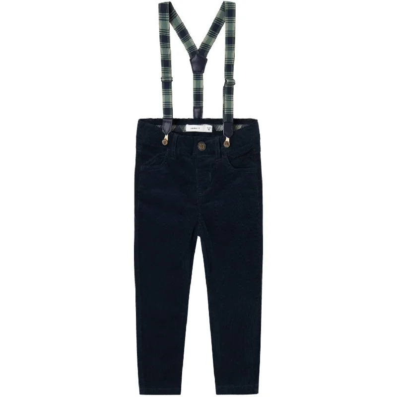 Tapered Leg Women's Wool Blend Trousers for WinterName It Dark Sapphire Ryan Slim Corduroy Pants
