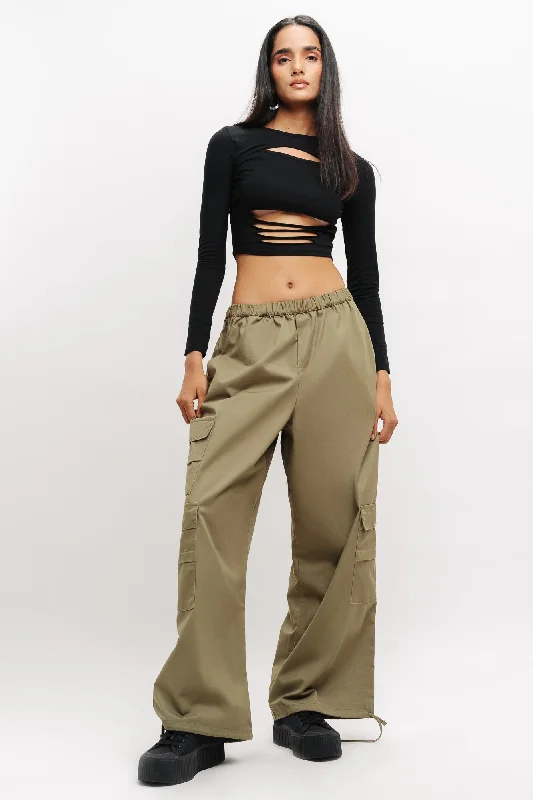 Cigarette Style Women's Printed Linen Blend Pants for Casual DaysOlive Baggy Pants