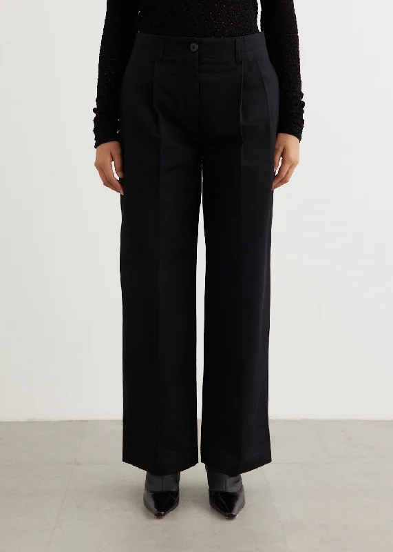 Straight - Leg Women's Vegan Leather Pants for a Chic LookRelaxed Twill Trousers