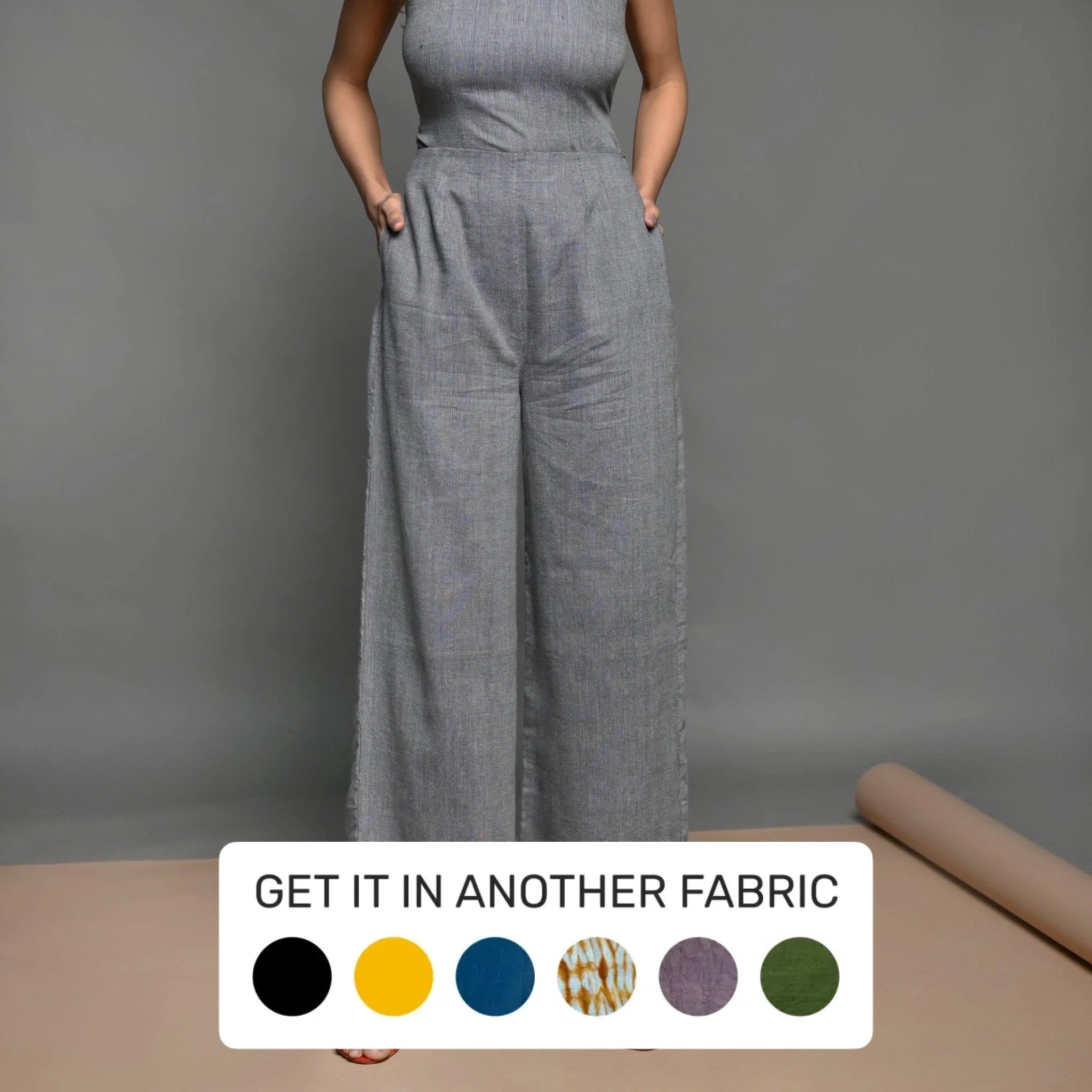 Plus Size Women's High - Waisted Bootcut Jeans in Distressed StyleSlate Grey Handspun Cotton High-Rise Wide Legged Pant