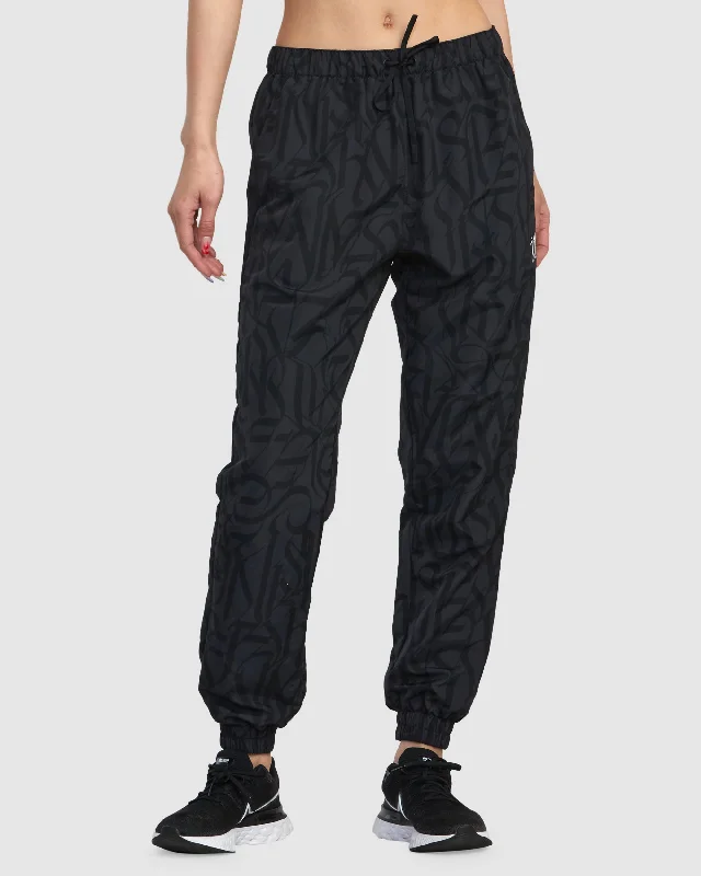 Cigarette Style Women's Printed Linen Blend Pants for Casual DaysTHUG ROSE TRACK PANT
