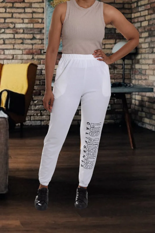 Skinny Fit Women's Leather Look Leggings for a Rocker VibeWhite Printed Track Pants