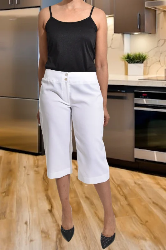 Women's Straight - Leg Linen Pants for a Breezy Summer LookWhite Capri Pants