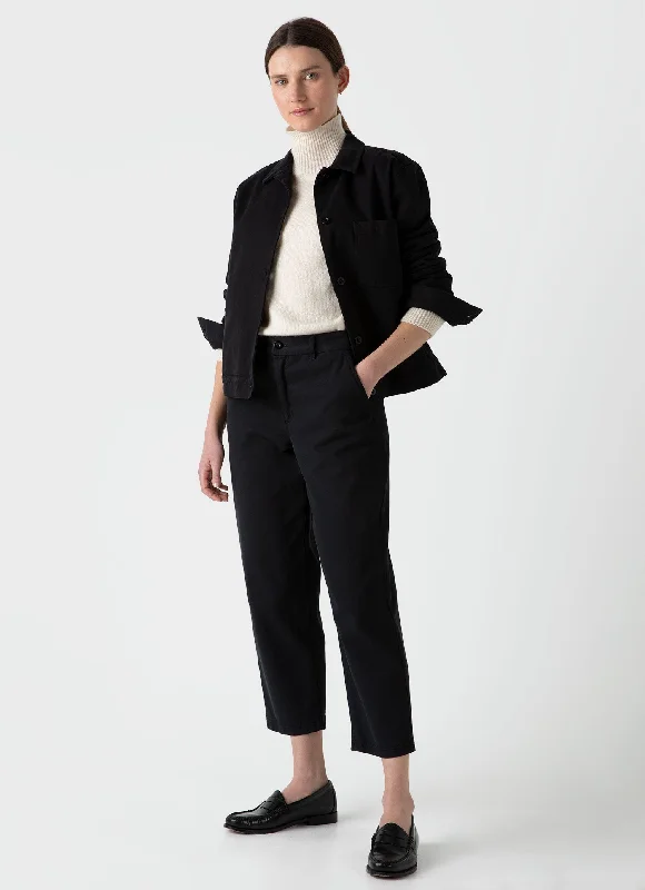 Plus Size Women's Pleated Front Dress Pants for Office WearWomen's Cotton Tapered Trouser in Black