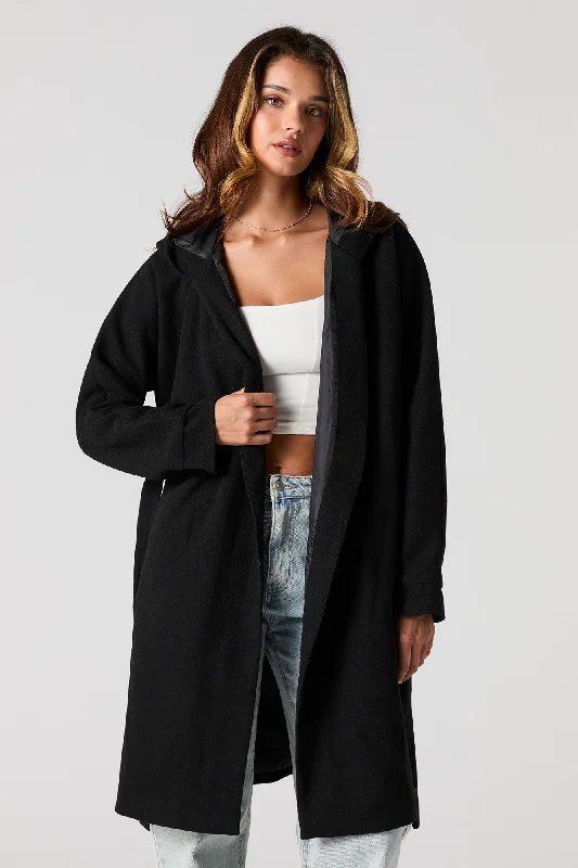 Embroidered women's cotton coats in a bohemian pattern for a unique designOpen Front Belted Longline Jacket Embroidered women's cotton coats in a bohemian pattern for a unique designOpen Front Belted Longline Jacket