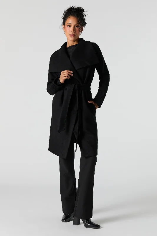 Plus size women's wool blend coats for a warm and stylish winterBelted Waterfall Jacket Plus size women's wool blend coats for a warm and stylish winterBelted Waterfall Jacket