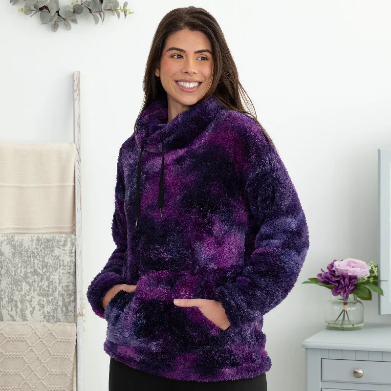 floral print women cardigan for a feminine touchTie-Dye Fleece Cowl Neck Pullover