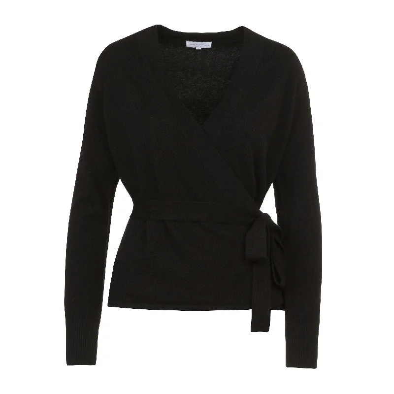 open front women cardigan for easy stylingBallet Wrap Cardigan in Black