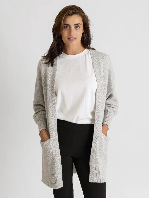 open front women cardigan for easy stylingCashmere cardigan "Lounge" - light grey