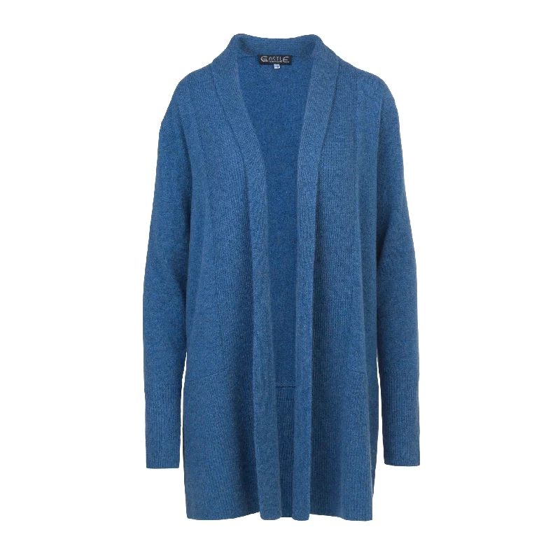 machine washable women cardigan for easy careLong Cashmere Cardigan in Denim Blue