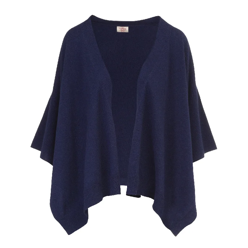 v neck women cardigan to elongate the necklineCashmere Overlap Cardigan in Navy