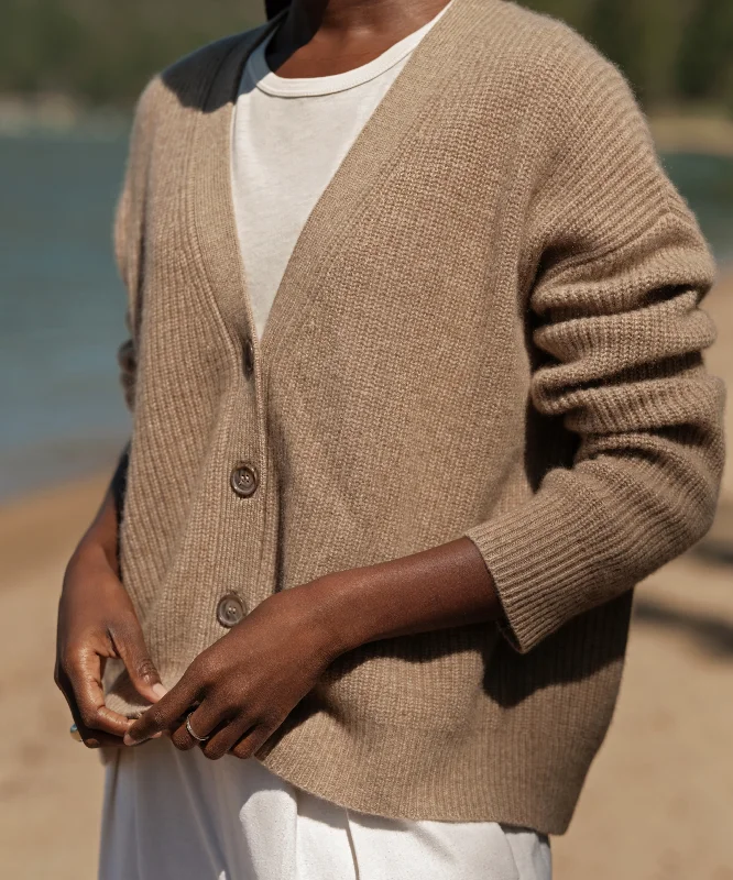 color block women cardigan with bold huesCropped Cashmere Cocoon Cardigan