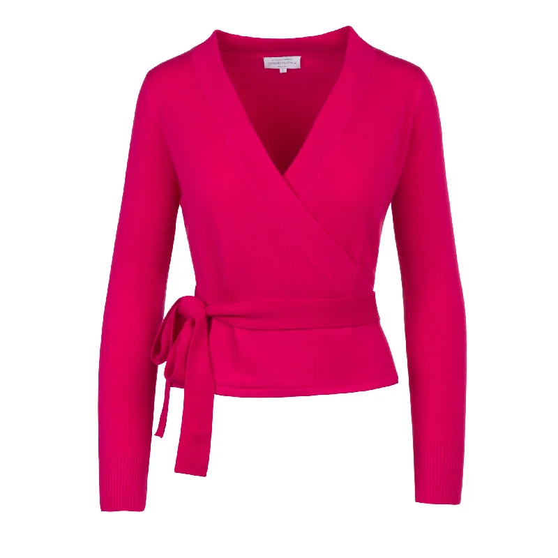 machine washable women cardigan for easy careBallet Wrap Cardigan in Hibiscus Pink
