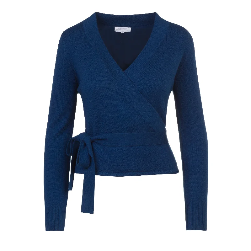 oversized women cardigan for a trendy and cozy lookBallet Wrap Cardigan in Navy