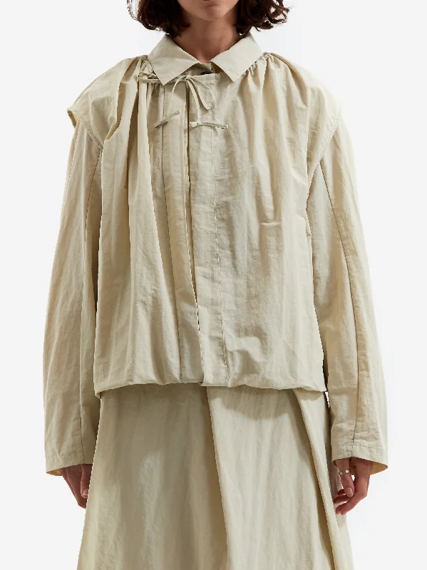 Women's waterproof parka coats with multiple pockets for practicalityepingler Shirring Outshirts - Cream Women's waterproof parka coats with multiple pockets for practicalityepingler Shirring Outshirts - Cream