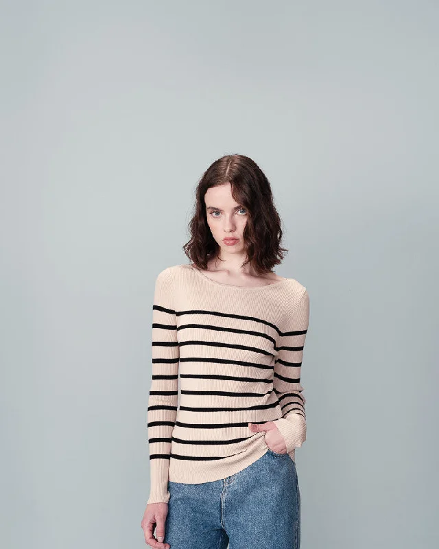 v neck women cardigan to elongate the necklinePullover Nateo Beige