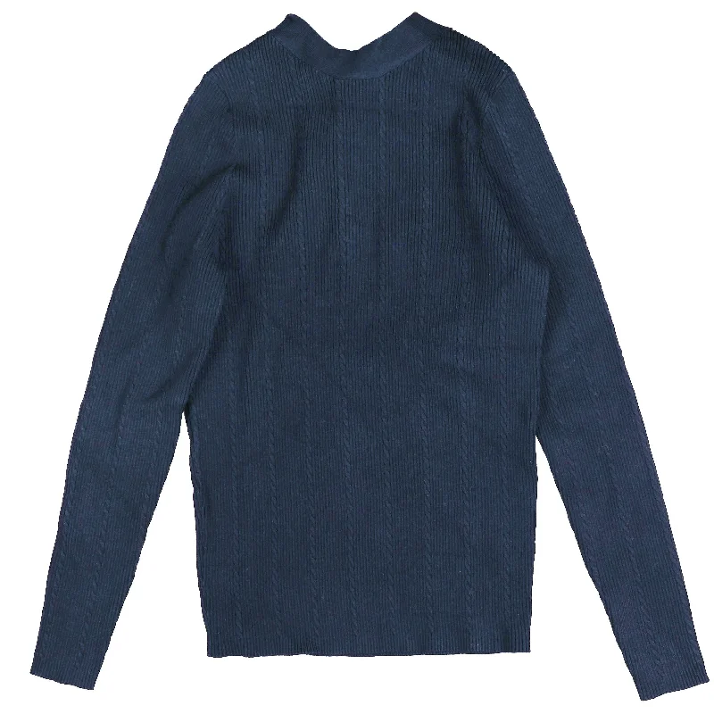 button down women cardigan with vintage buttonsHev Navy Mock Neck Knit With Back Buttons button down women cardigan with vintage buttonsHev Navy Mock Neck Knit With Back Buttons