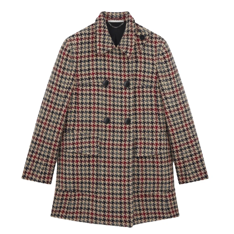 Women's knee - length wool blend coats with a fur collar for added warmthNyla Plaid Short Peacoat Women's knee - length wool blend coats with a fur collar for added warmthNyla Plaid Short Peacoat