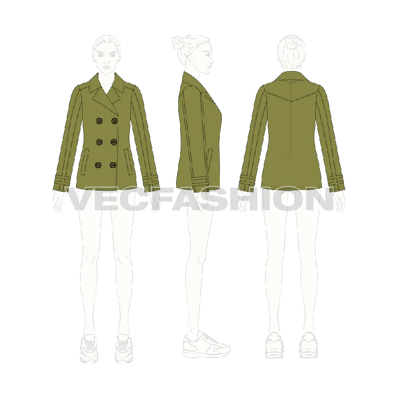 Hooded women's puffer coats in neon colors for high - visibility sportsWomen's Olive Green Pea Coat Hooded women's puffer coats in neon colors for high - visibility sportsWomen's Olive Green Pea Coat