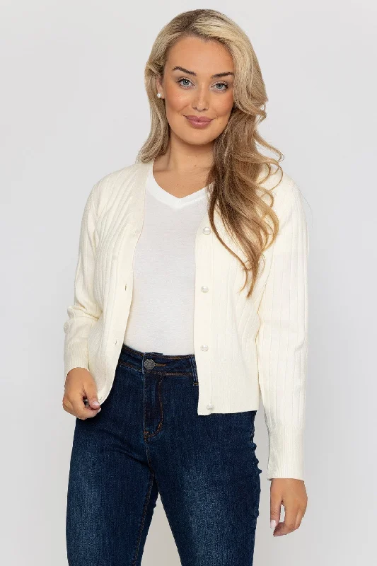 organic cotton women cardigan for an eco - friendly choiceRib Crop Cardigan in Ecru