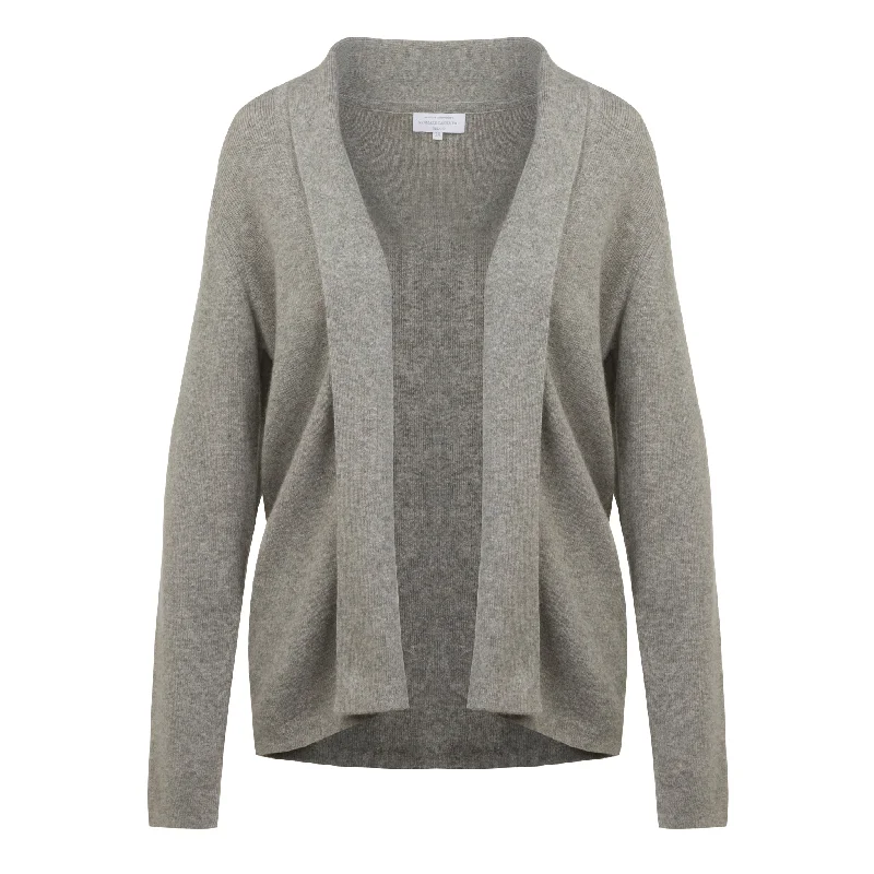 machine washable women cardigan for easy careRibbed Cashmere Cardigan in Silver Grey machine washable women cardigan for easy careRibbed Cashmere Cardigan in Silver Grey