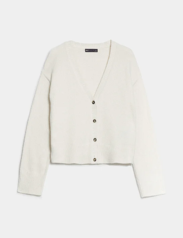long length women cardigan with side slitsSparkly V-Neck Button Through Cardigan