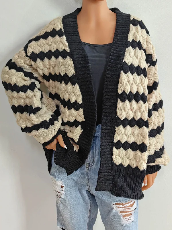 open front women cardigan for easy stylingStriped Contrast Open Front Long Sleeve Cardigan open front women cardigan for easy stylingStriped Contrast Open Front Long Sleeve Cardigan