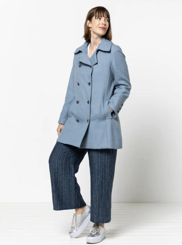 Water - resistant women's trench coats with adjustable cuffs for rainy daysStyle Arc Beatrice Pea Coat