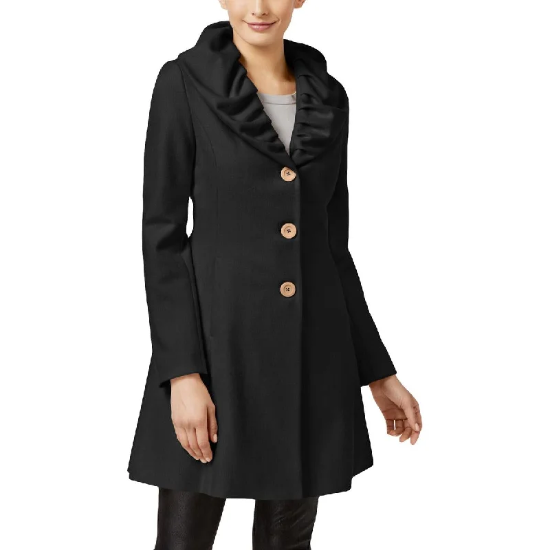 Oversized women's wool coats in a monochromatic look for a trendy outfitT Tahari Womens Abigail Wool Ruffled Collar Basic Coat Oversized women's wool coats in a monochromatic look for a trendy outfitT Tahari Womens Abigail Wool Ruffled Collar Basic Coat